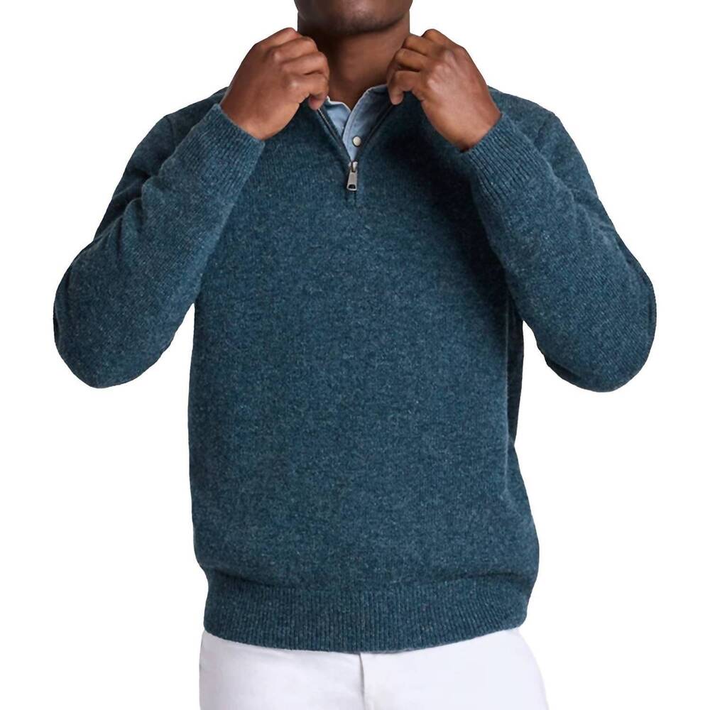 NEW PENDLETON wool quarter zip sweater in midnight green mix